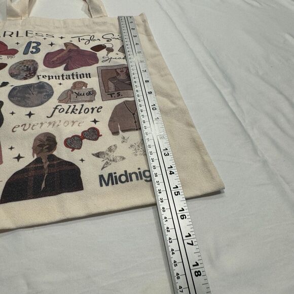 Taylor Swift Fearless Canvas Tote Bag Sz 13.5"x15.5" Beige Shoulder Bag Era Tour - Picture 6 of 7